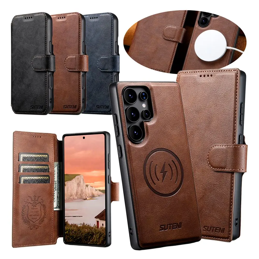Luxury MagSafe Leather Wallet Case with Magnetic Closure and Card Pocket