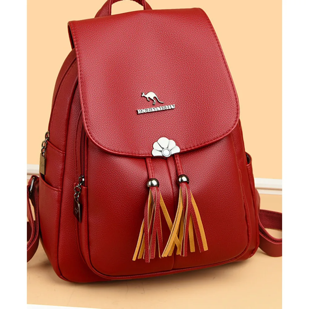 2024 new atmospheric student for women, and casual, versatile, large capacity soft leather, fashionable travel backpack_voghion.com