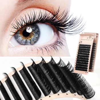 12 Rows Individual Lashes Eyelash Extensions Matte Black Professional Soft Natural Long False Eye lashes Makeup Tools Faux Cils
