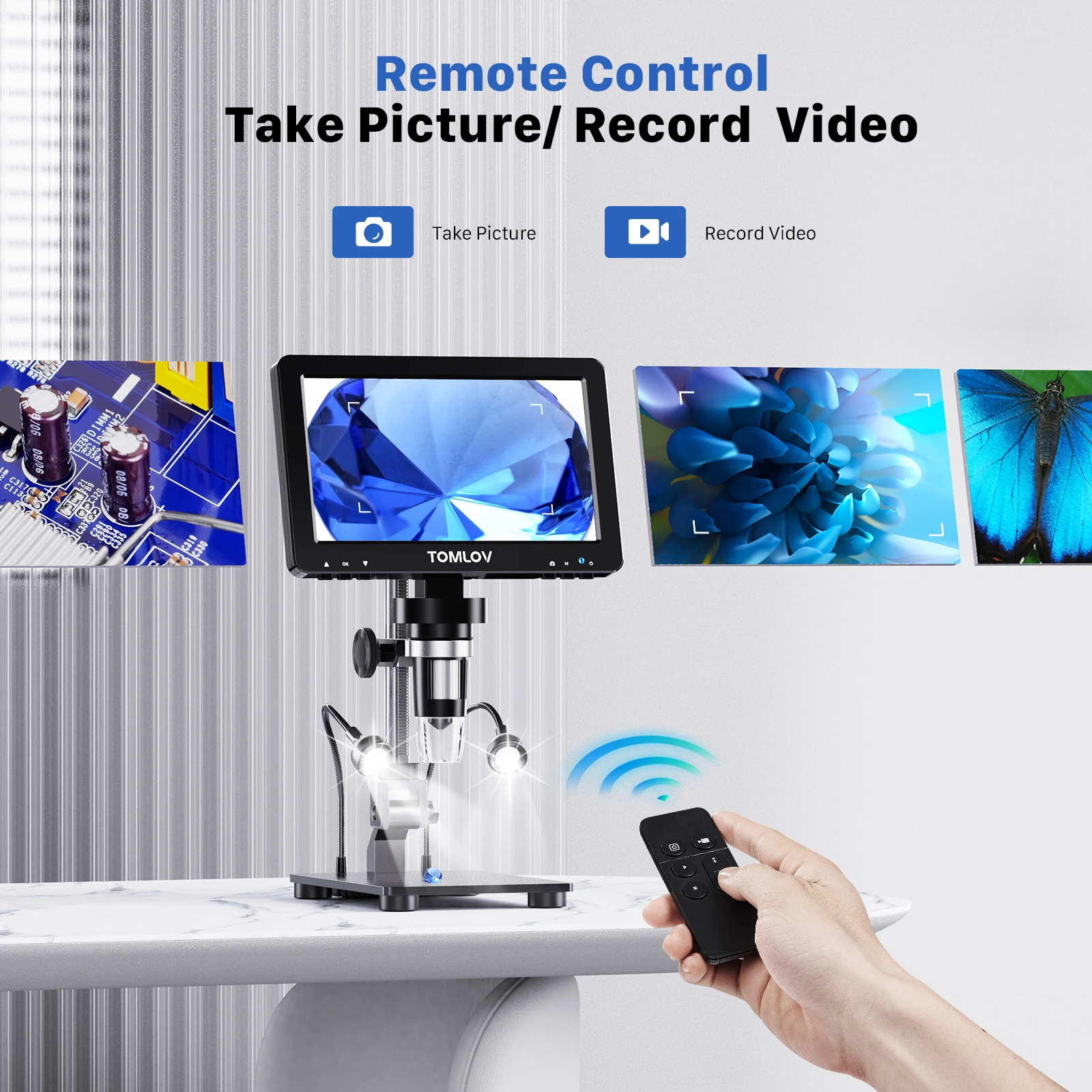 TOMLOV DM9 Pro HDMI Digital Microscope 7'' IPS Screen Microscopes 1200X Entire Coin View 16MP Professional Soldering Microscopio 4