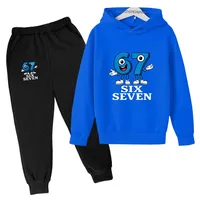 Six sept chiffres drôles dessin animé imprimé enfants printemps automne décontracté 2 pièces sweat à capuche + pantalon de jogging survêtements 2-13 ans garçons filles vêtements 2