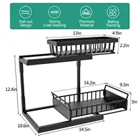 2 Tier Under Sink Organizer and Storage Basket,Slide Out Under Cabinet Organizer Shelf,Multi-Purpose Pull Out Drawer Cabinet 2