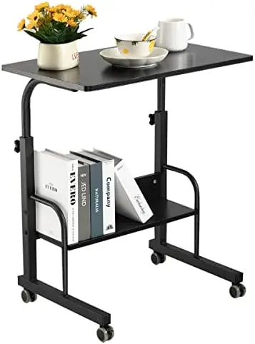 

Laptop Desk, Mobile Laptop Cart Adjustable Height, Rolling Laptop Stand for Desk, Rolling Computer Cart with Wheels, Couch Desk