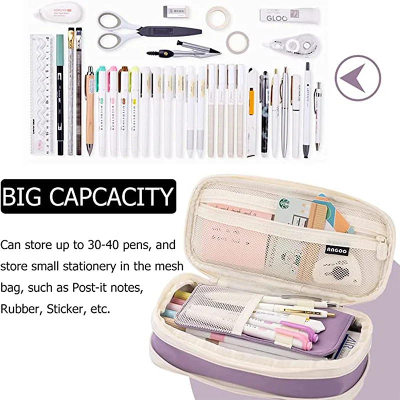 Large Capacity Pencil Bag Macaron Color Matching Canvas Cute Simple Can  Transform Compression Washable Multi-Function Stationery