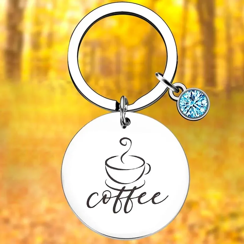 

Soul sister birthday gift Keychain Coffee Cup Key Chain Pendant Jewelry coffee lover gift
