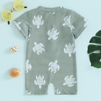 Citgeett Summer Kids Boys Swimsuit Casual Print Short Sleeve Zipper Jumpsuit Swimwear Beachwear Bathing Suit 3