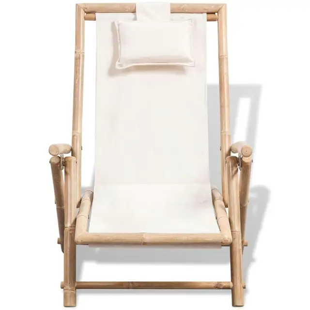 Luxury Bamboo Outdoor Deck Chair - Comfortable Folding Lounge Chair for Patio & Garden - Image 3