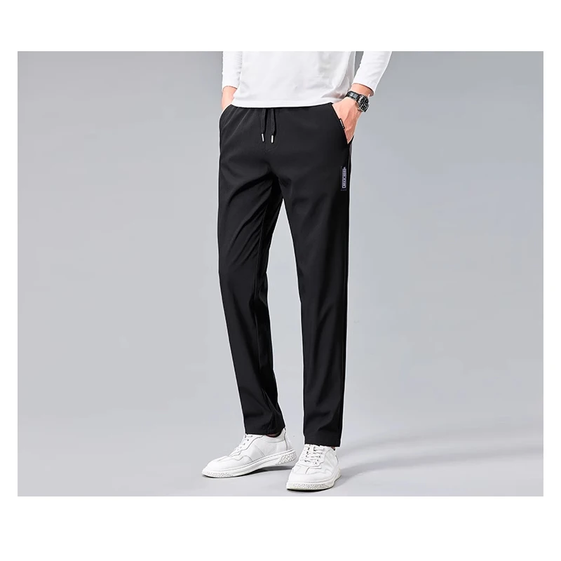 

Summer thin workwear pants, men's trendy brand, loose oversized ankle tied American casual pants, multiple pockets, outdoor elas