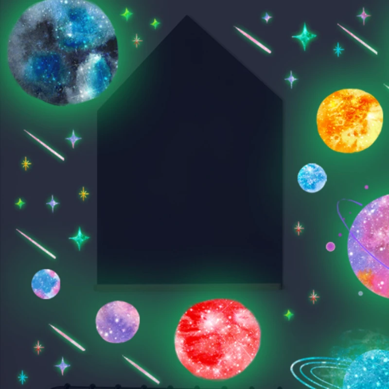 Luminous planet star sticker living room bedroom children's room decoration fluorescent wall sticker for childen bedroom