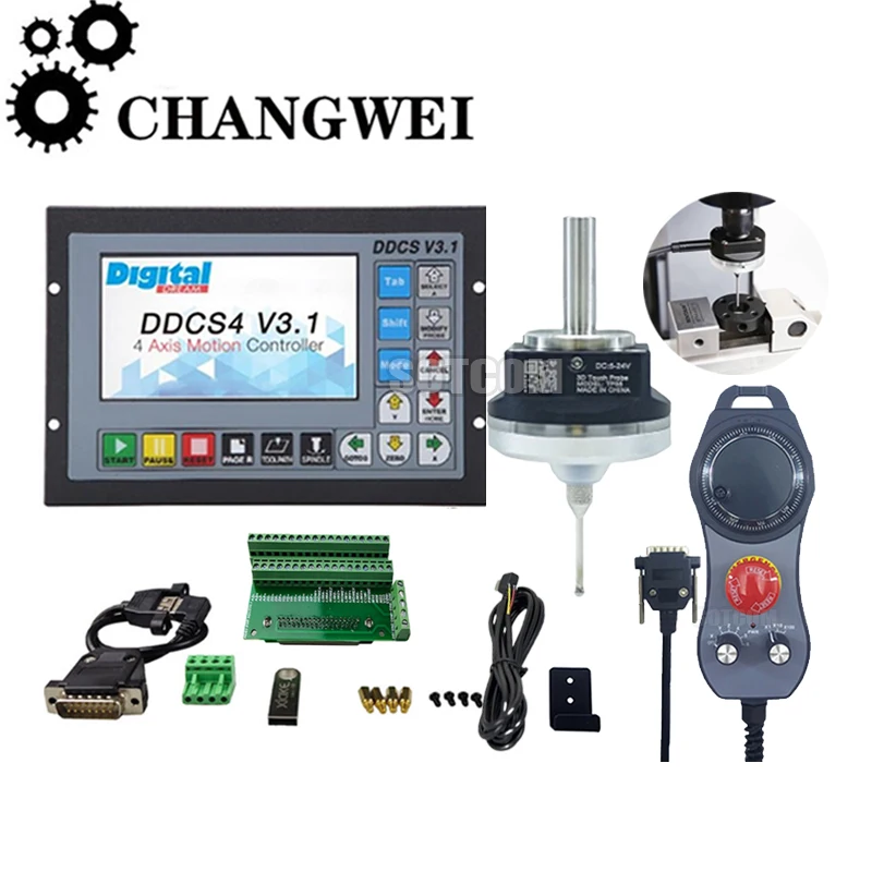Ddcsv3.1 Controller Offline Cnc A 3/4 Assi Con L'Ultimo V5 V6 Tp06 Sonda Touch 3D Antirollio Edge Finder Volantino Elettronico Mpg