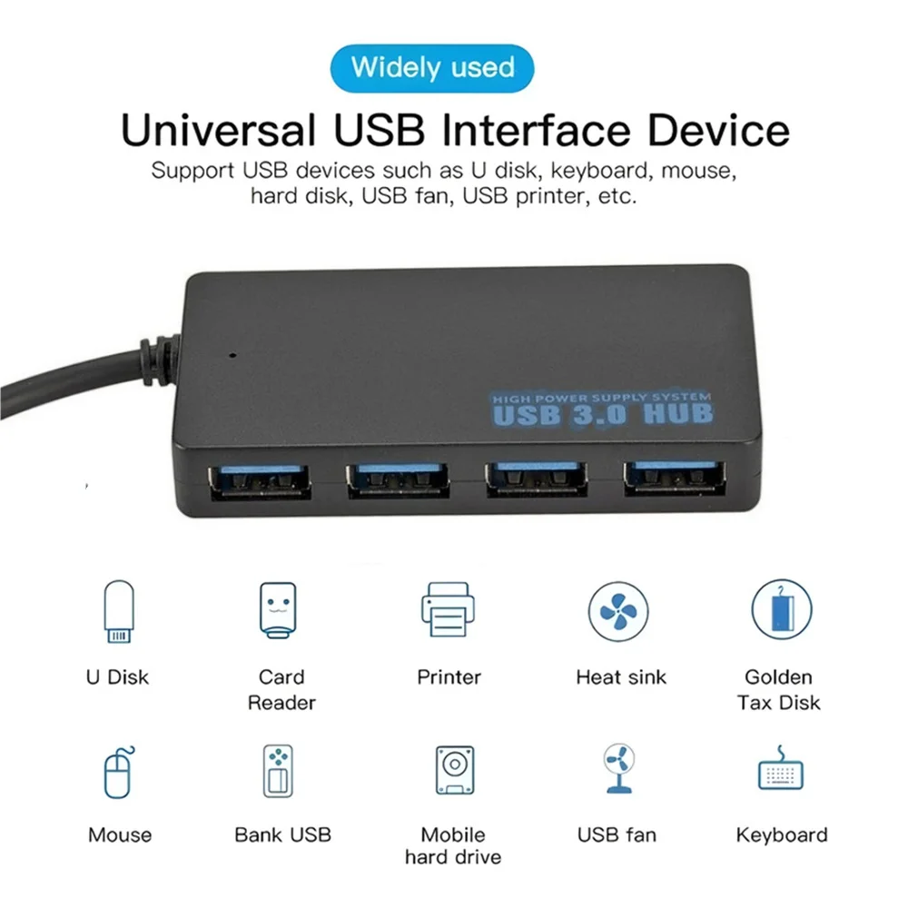 High-Speed USB HUB Adapter Expander Splitter 4 Port Multi Function USB 3.0 Hub Plug&Play For PC Compatible with Various Systems