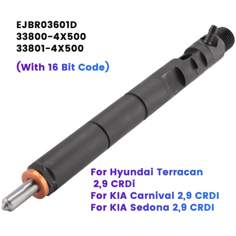 

Ejbr03601d 33800-4X500 New Diesel Fuel Injector (With 16-Bit Code) For Hyundai Terracan Kia Carnival Bongo 2.9 Crdi Parts