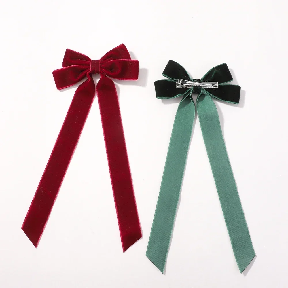 2 stücke Vintage Große Große Samt Bogen Haarnadeln Barrettes Frauen Mädchen Hochzeit Lange Band Koreanische Haar Clip Hairgrip Haar Zubehör – Detail 3