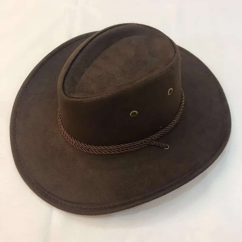 Western Cowboy Hat Deer Fur Velvet Hat With Large Brim For Men Knight Retro Sheriff Cap Masquerade Cosplay Supplies 58-60cm 1pc Cowboy Hats