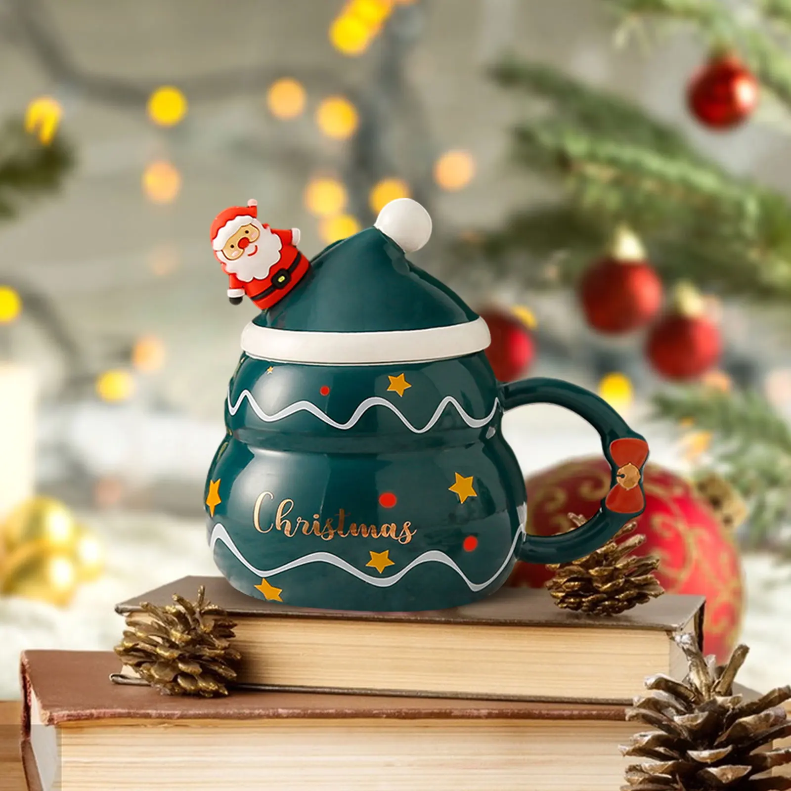 Christmas Tree Santa Claus Ceramic Mug with Lid Straw Home Office Coffee  Milk Tea Water Cup for Friends Students Drinkware Gift - AliExpress