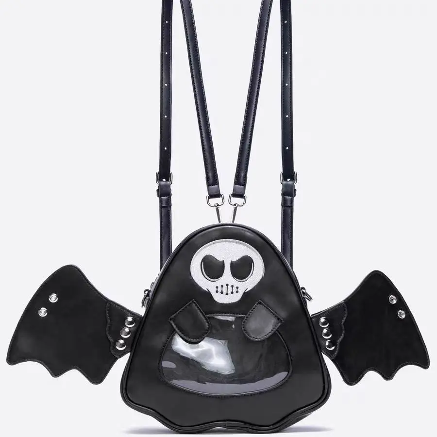 New Cartoon Angel Devil Backpack Creative Kawaii Ghost Azrael Shoulder Bag PU Leather Large Capacity School Bags For Kids 5