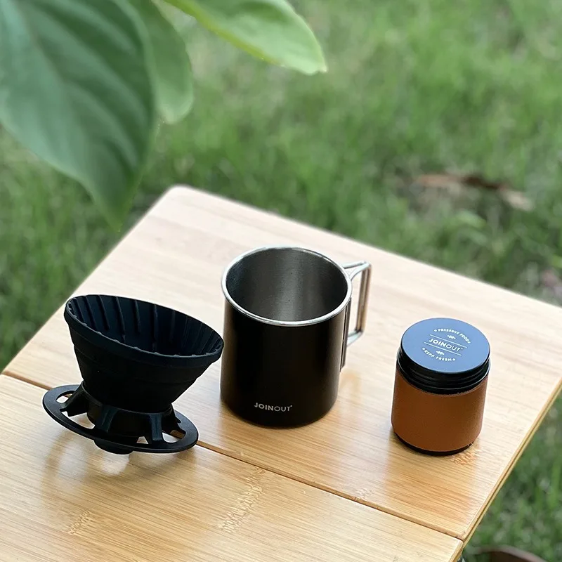 Hand Brewed Coffee Set Travel Car Camping, Portable Silicone Capsule Coffee Machine Slag-separated with Filter Paper Outdoor