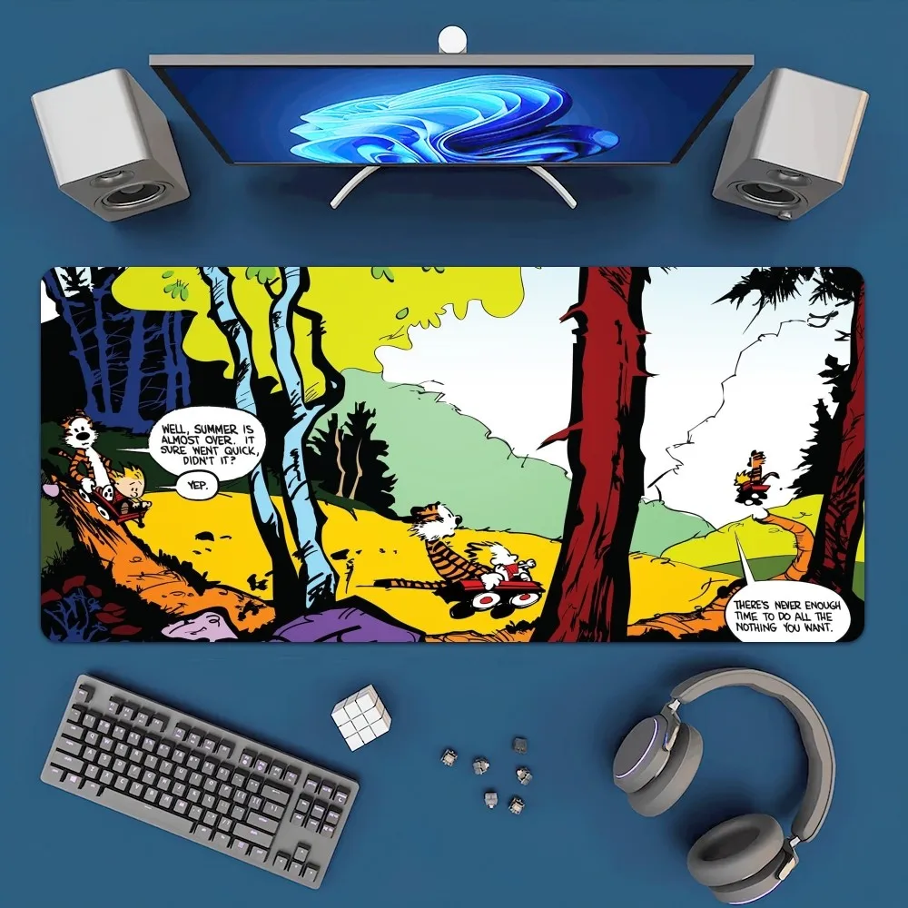 Comic C-Calvin and H-Hobbes Mousepad Office Large Mouse Mat Keyboard Mats Rubber PC Computer Game Big Anti-slip Mice Mat 2