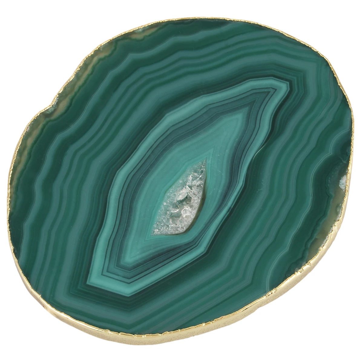 Gold Plated Edge Agate Slices Coffee Drinks Coaster Cup Holder Heat Insulation Pads Office Irregular Place Card For Home Decor