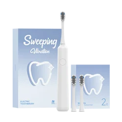 Sonic Vibration Electric Toothbrush with 3-Gear Settings and USB Charging - IPX7 Waterproof for Enhanced Personal Care (White set)