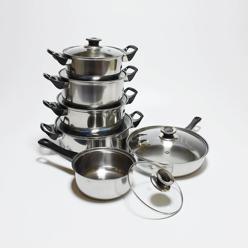 Stainless steel kitchen cooking 12-piece pot set gas stove induction cooker currency cooker set