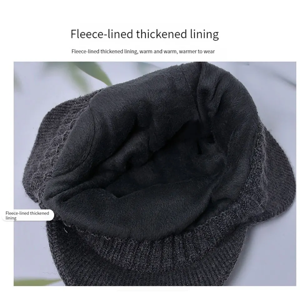 GETINFIT Winter Ear Protection Scarf 2-Piece Set Warm Ear Protection Hat Scarf Set With Velvet Yarn Hat Pullover Knitted