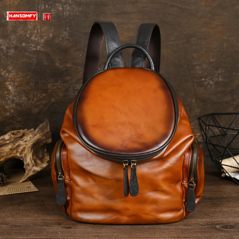 

New Women's Leather Backpack First Layer Cowhide Soft Leather Backpack Retro Leisure Women's Bag European And American Bags