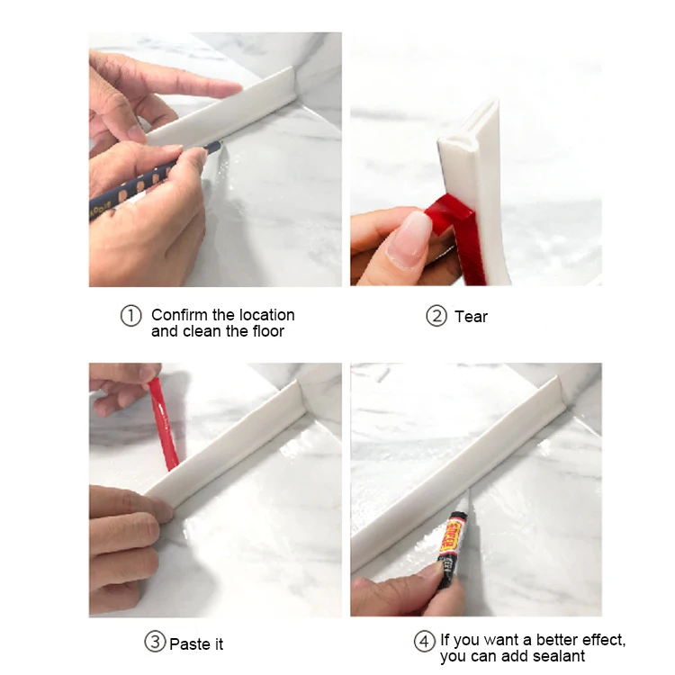 Description Picture 4 of item2M Silicone Waterproof Strip Bathroom Water Stopper Non-slip Dry And Wet Separation Flood Barrier Door Bottom Sealing Strip