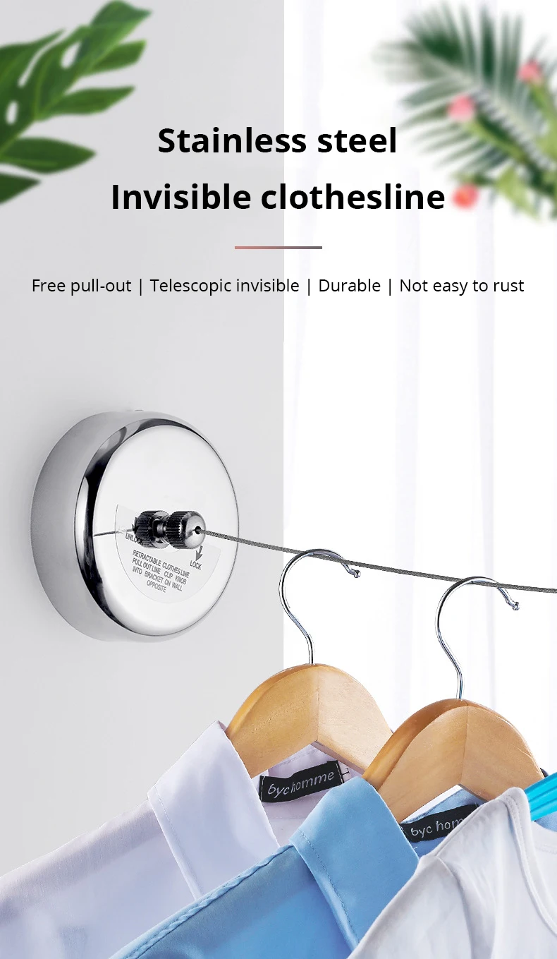 Description Picture 2 of itemWall-mounted Clothes Line Windproof 2.8m Adjustable Strength Nylon Durable Non-slip Drying Rack Rope Laundry