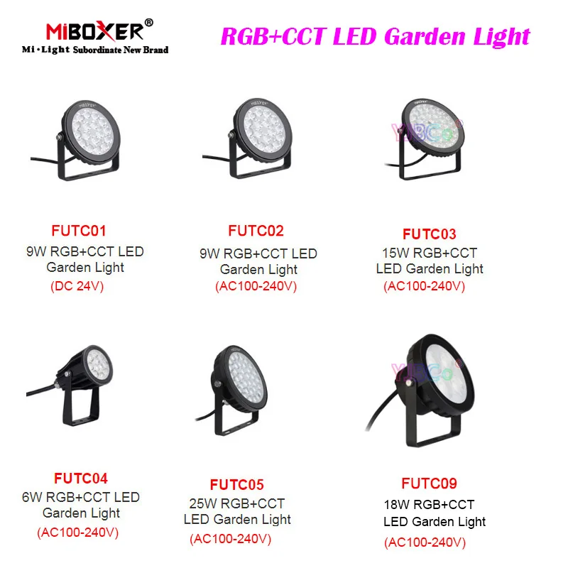 Miboxer Waterproof RGBCCT LED Garden Light 6W 9W 15W 18W 25W Smart Lawn Lamp 24V 110V 220V Outdoor Lighting 2.4G Remote control