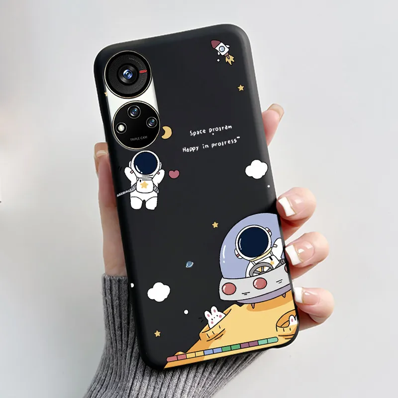 Cute Cartoon Soft Silicone Protective Phone Case - Black