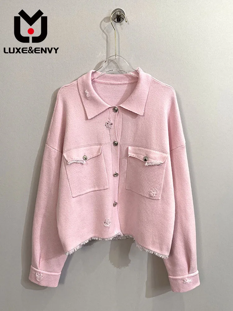 

LUXE&ENVY Jennie's Same Style Small Fragrance Pink Tassel Coat, Female Minority 2023 Spring New Casual Jacket Top Trend