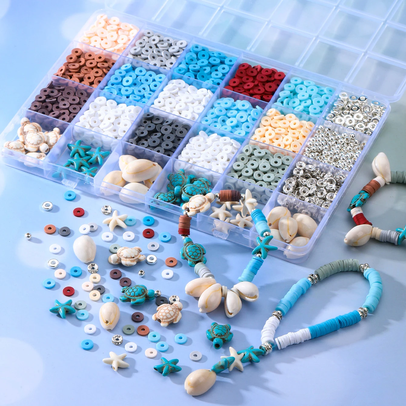 2680pcs Ocean Vacation Style Polymer Clay Beads Bracelet Making