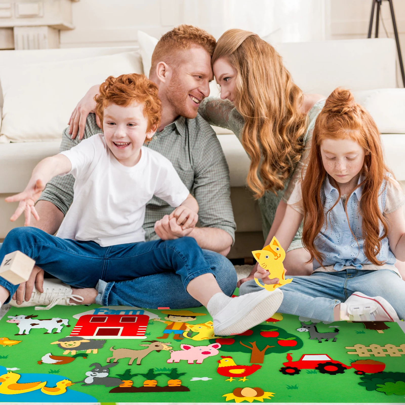 3.5Ft Children's Teaching Felt Board Farm Animals Felt-Board Story Set Early Learning Interactive Play Set Zoo Flannel Board