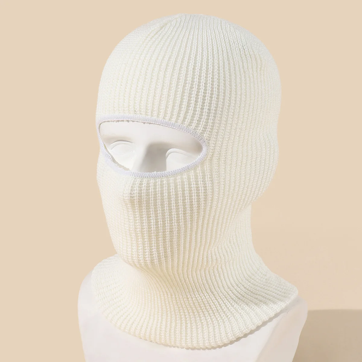 Unisex Full Face Cover 1 Hole Ski Mask Balaclava Beanies Hats for Men Women Windproof Knit Hat Winter Warm Caps Cycling Cap
