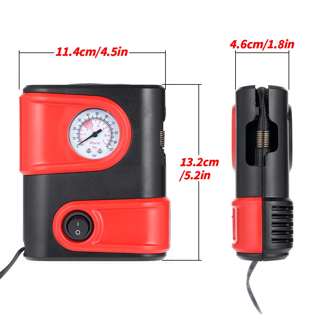Mini Small Car Air Compressor Inflatable Gauge Pump DC 12V 100PSI Portable Auto Tire Pump Inflator for Car Bicycles Motorcycles