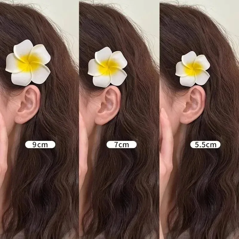 3PCS Cute Plumeria Flower Hair Clip For Women Hairpins Girls Side Bangs Clips Flower Barrette Hawaiian Party Bag Hat Accessories
