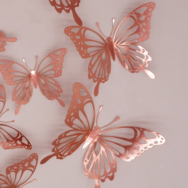 12Pcs Metal Texture Gold Artificial Butterfly Cake Topper Cake Decoration Simulation Butterflies Wedding Crafts Party Decoration RG020