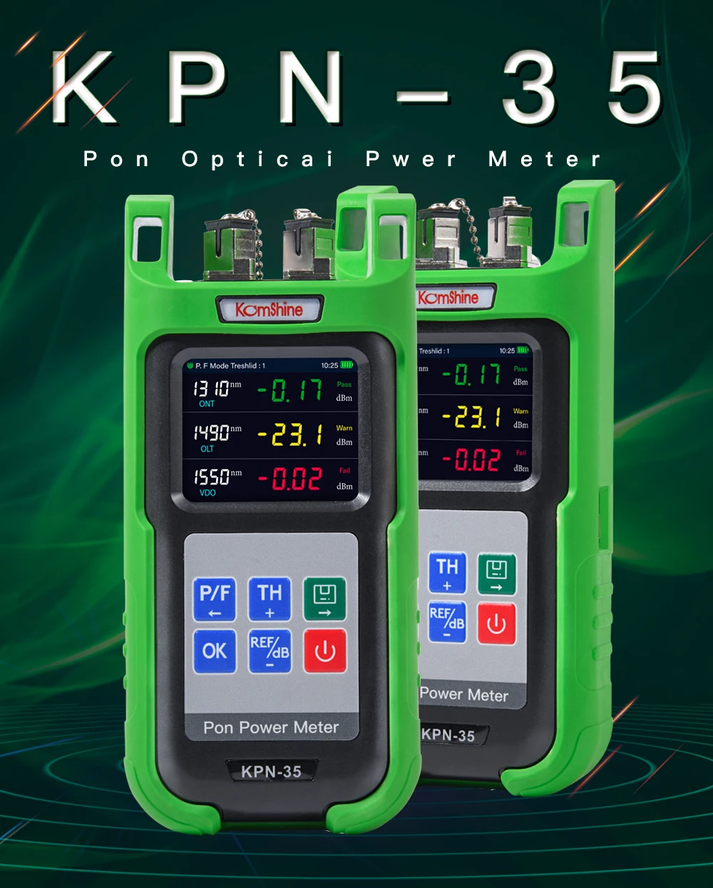 KomShine KPN-35 PON Power Meter 1310nm/1490nm/1550nm. 10mw VFL Built in KFI-40V Fiber Identifier Fiber Detector