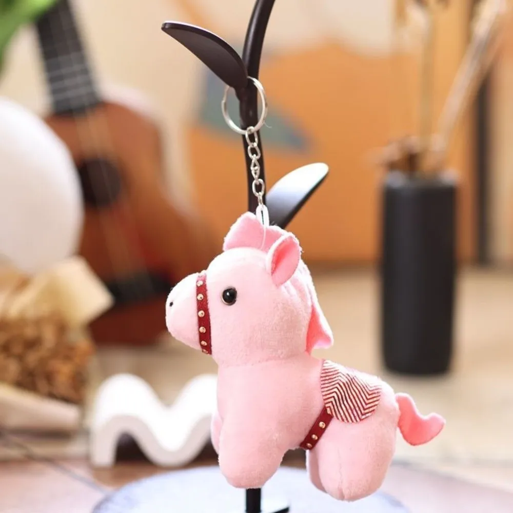 Cartoon Pony Pendant Steed Doll Mascot Doll Plush Horse Keychain Fluffy Chinese Style Stuffed Animal Keyring Home Decoration