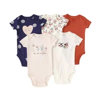 5Pcs/Lot Baby Summer Bodysuits Clothes Fashion Cotton Short Sleeves Newborn Baby Girl Boy Clothing Cute Jumpsuit Infant Outfits 2