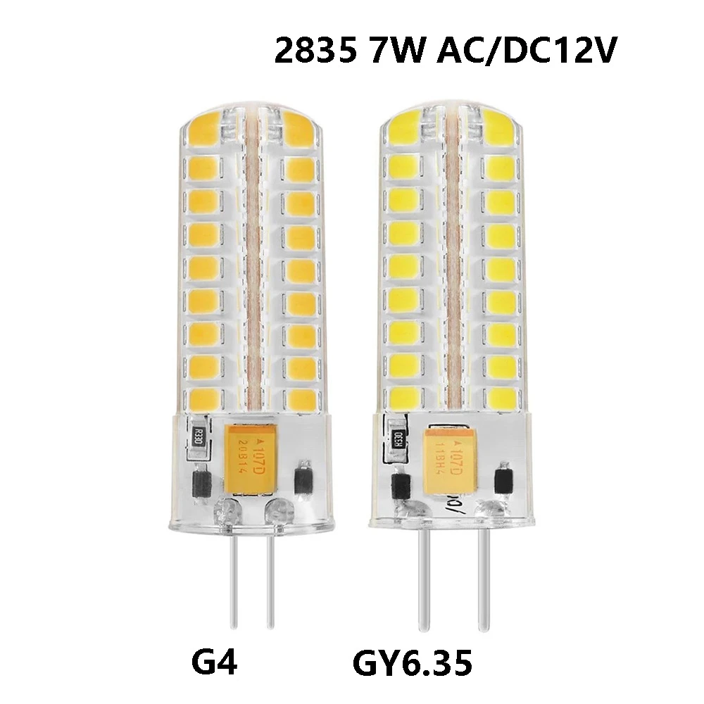

5PCS/Lot High Lumens 7W G4 Led Light AC/DC12V Dimmable Lampada 360Degree GY6.35 Led Corn Bulb For Crystal Chandelier Replace