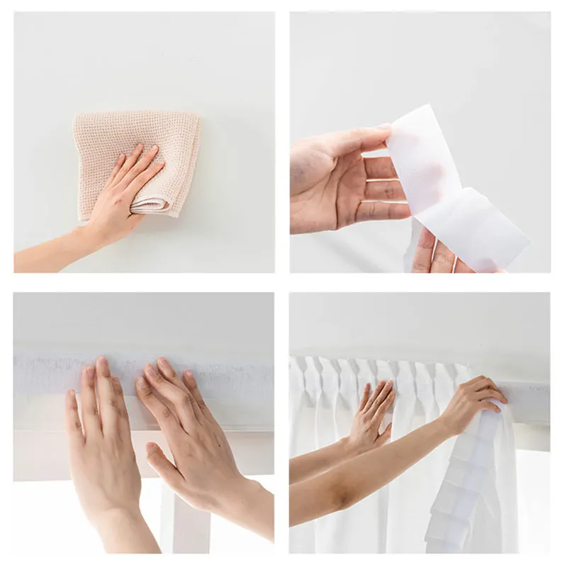 Rideaux français semi-transparents sans poinçon, tissage auto-adhésif, intimité texturée, drapé translucide pour porte, décor de fenêtre Tricia, TJ3682