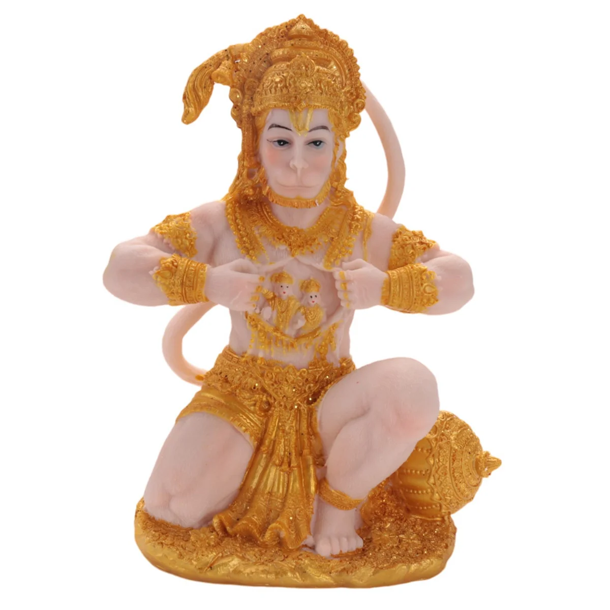 

Gold Hanuman Statue Indian Lord Sculpture India Figurine Collection Idol Murti Sculpture for Decor Ornament