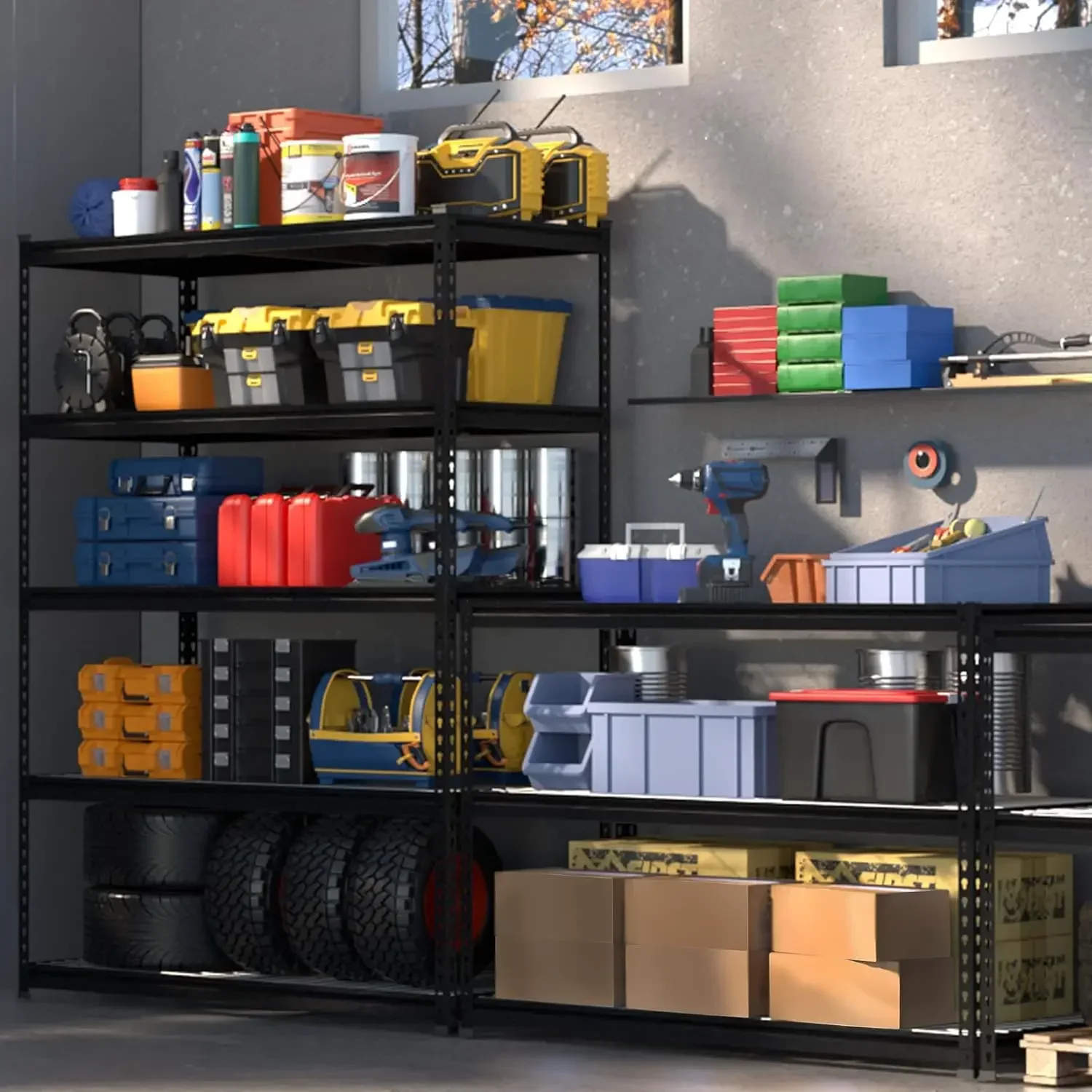 4000LBS Heavy Duty Shelving 48”W X 24”D X 72”H 5-Tier Storage Shelves Adjustable Metal Shelving Garage Shelving for Basement 2