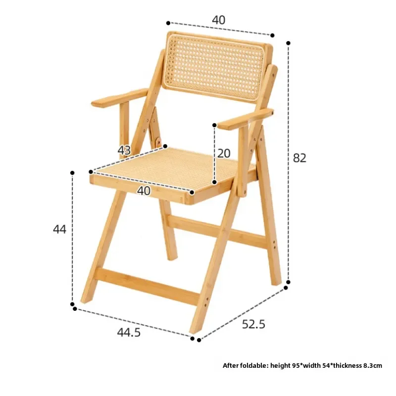 Bamboo Woven Dining Chair Adjustable Backrest Seat Wabi-Sabi Foldable Dining Chairs Breathable Minimalist Tea seats