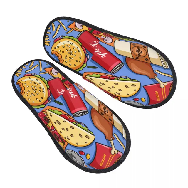 Fun and Colorful American Fast Food Plush Slippers for a Cozy Home Atmosphere