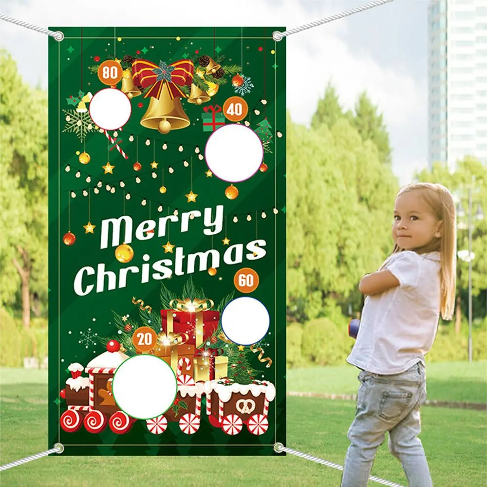 

Funny Party Games Merry Christmas Outdoor Toy Play Bean Bags Christmas Throwing Game Flag Safe Tossing Throwing Banner