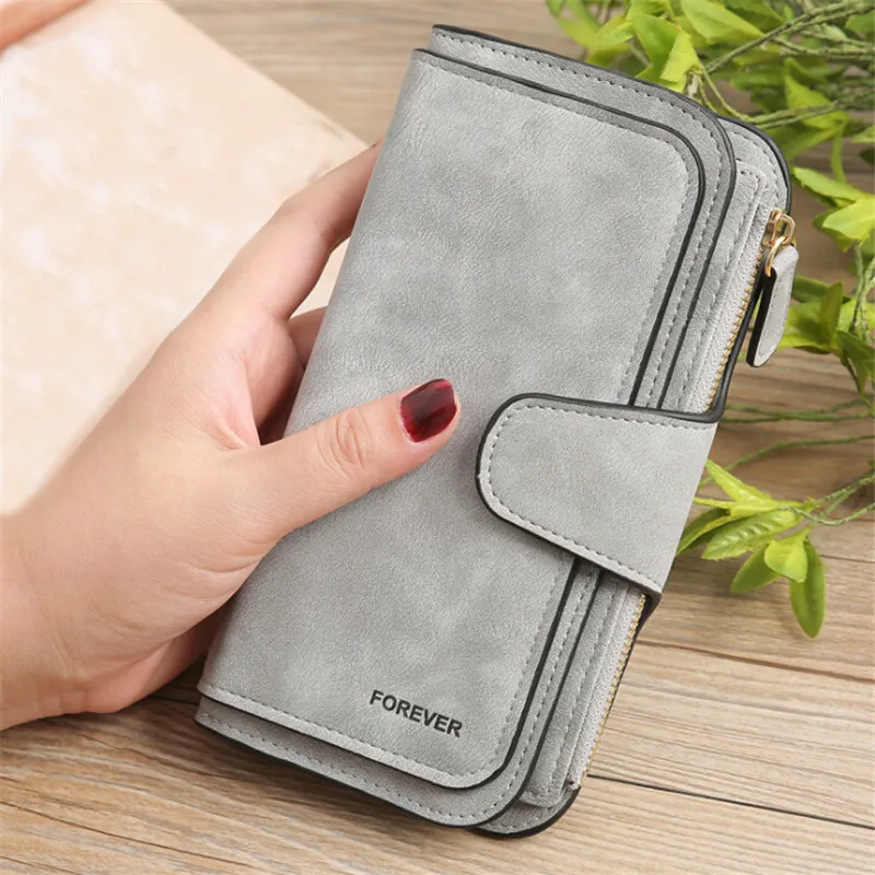 Women Scrub Leather Long Wallet High Quality Ladies Clutch Wallet Lady Purses Large Capacity Wallets Carteira Feminina 5 Choices 4