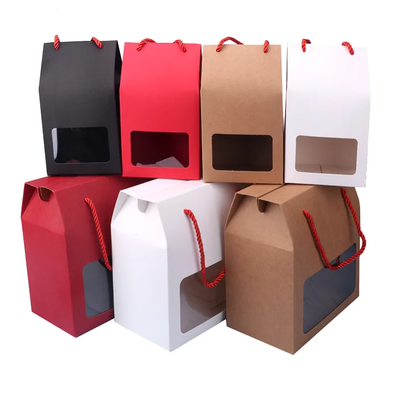 

10pcs Portable Gift Boxes With Transparent Window For Wedding Birthday Christmas Party Candy Gifts Packaging Paper Box